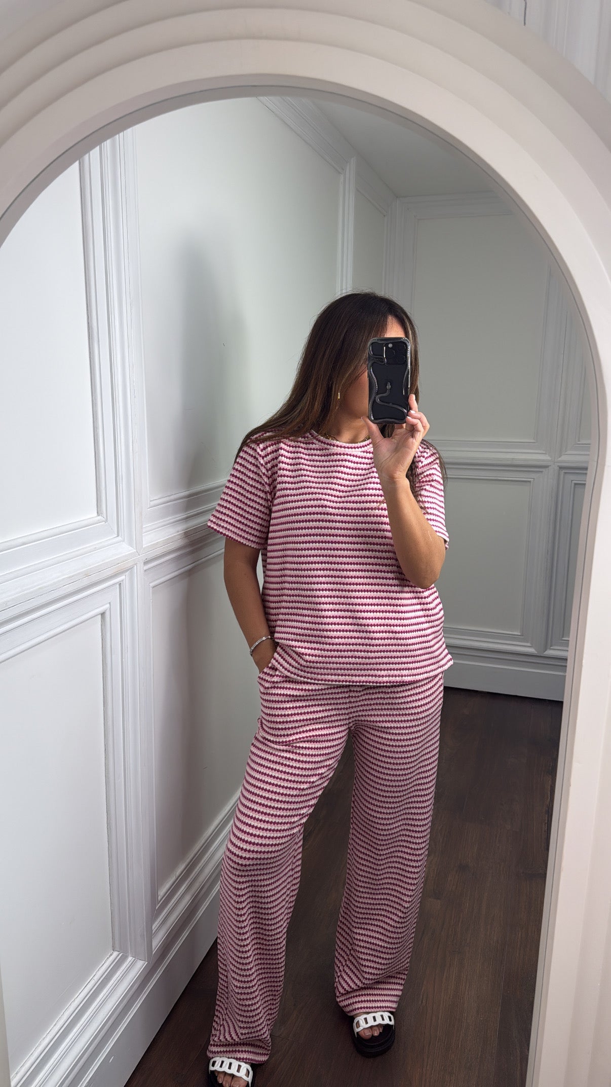 ALEXA purple knitted trousers and t-shirt co-ord