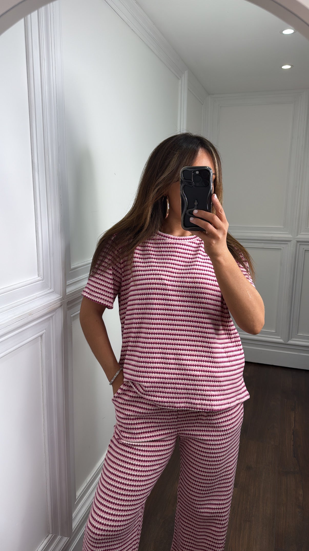 ALEXA purple knitted trousers and t-shirt co-ord