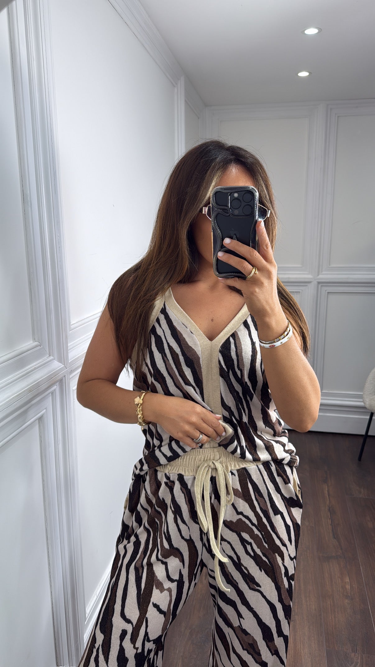 SASKIA zebra top and wide leg trouser co-ord