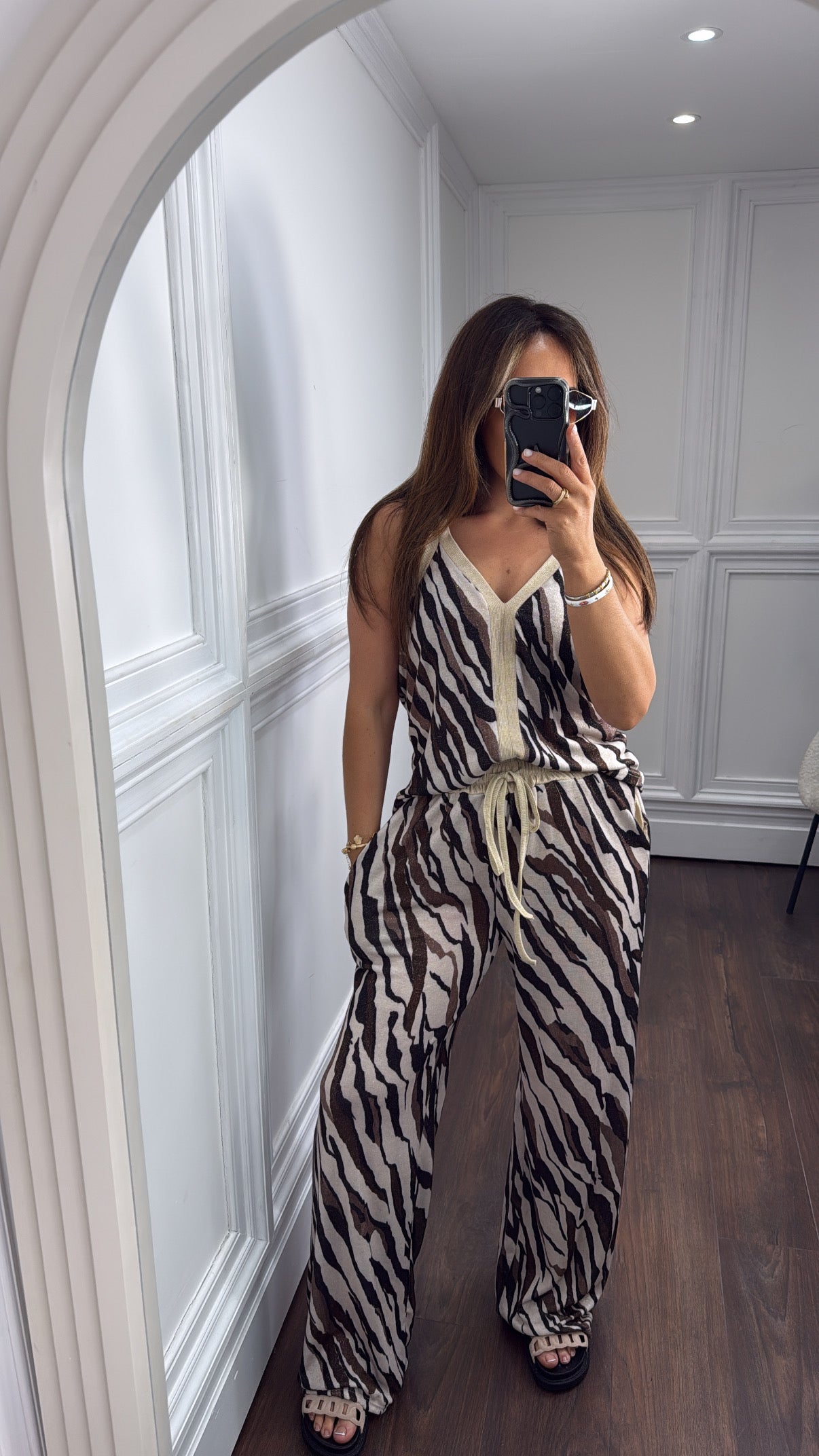 SASKIA zebra top and wide leg trouser co-ord