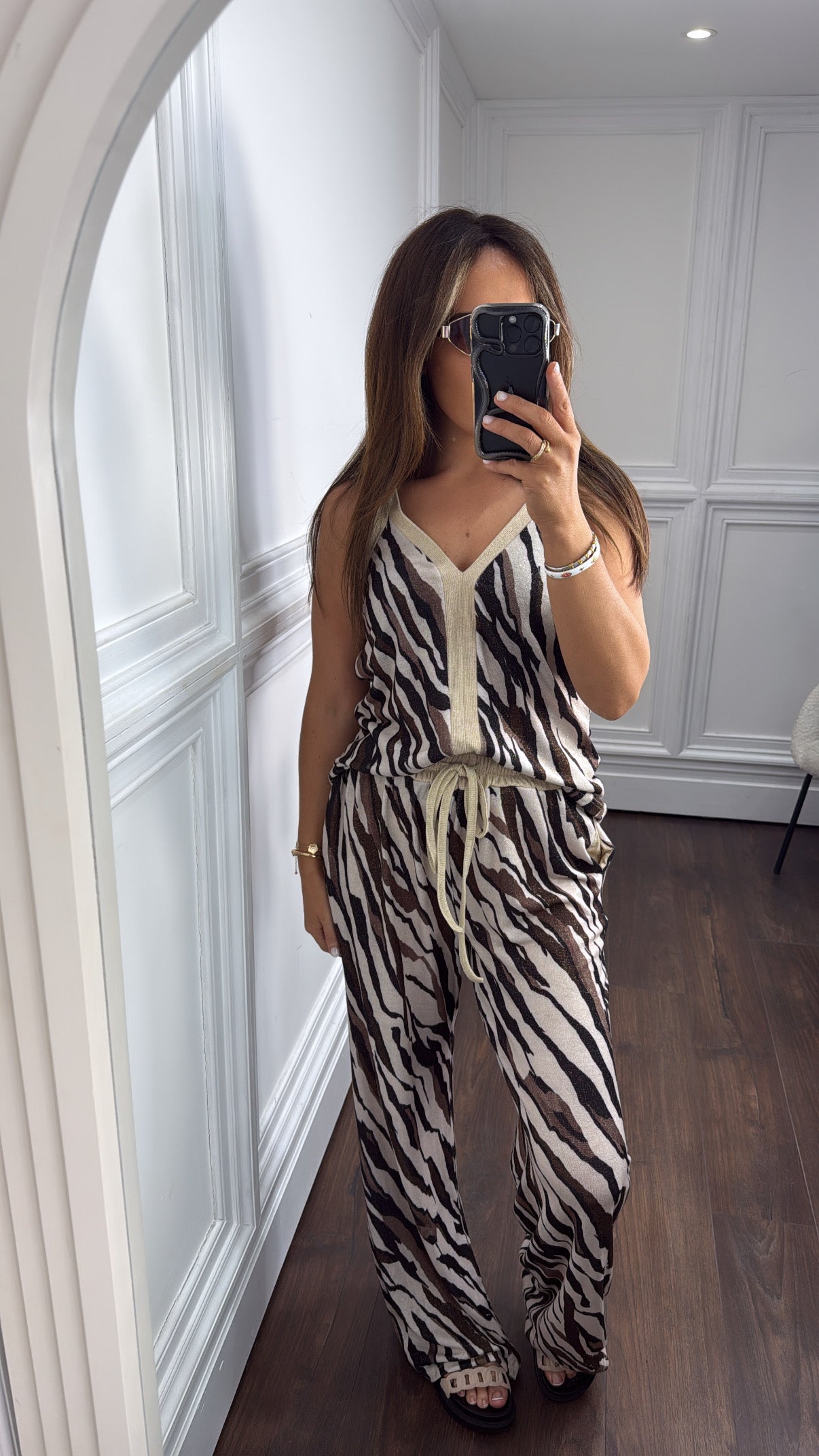 SASKIA zebra top and wide leg trouser co-ord