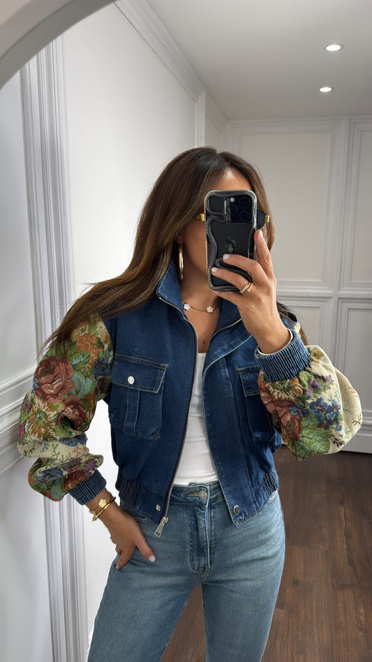 CLARA dark denim blue bomber jacket