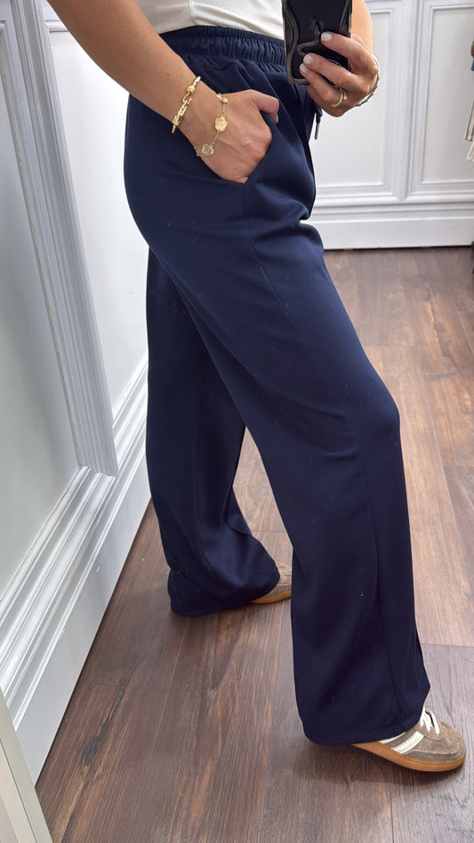 MARLEY navy soft seam detail joggers