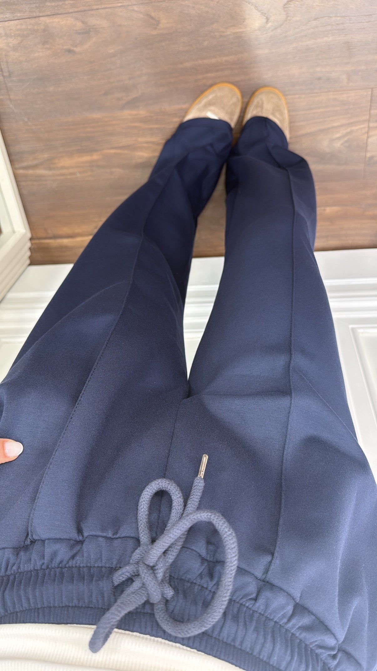 MARLEY navy soft seam detail joggers
