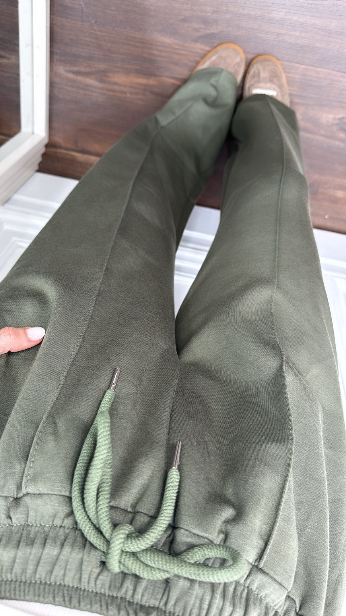 MARLEY khaki soft seam detail joggers