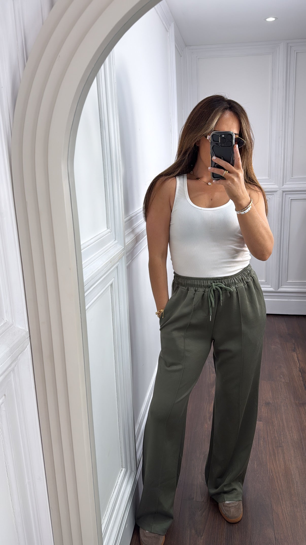 MARLEY khaki soft seam detail joggers