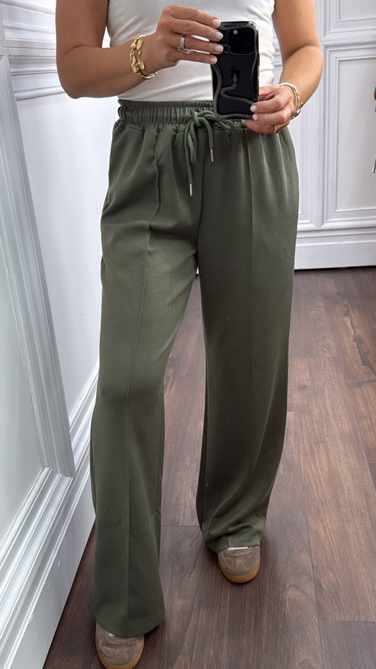 MARLEY khaki soft seam detail joggers