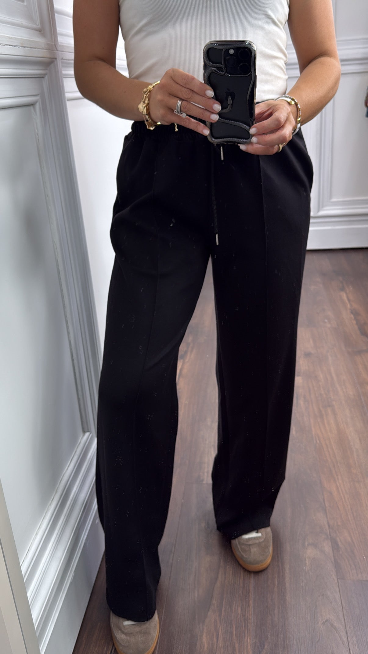 MARLEY black soft seam detail joggers