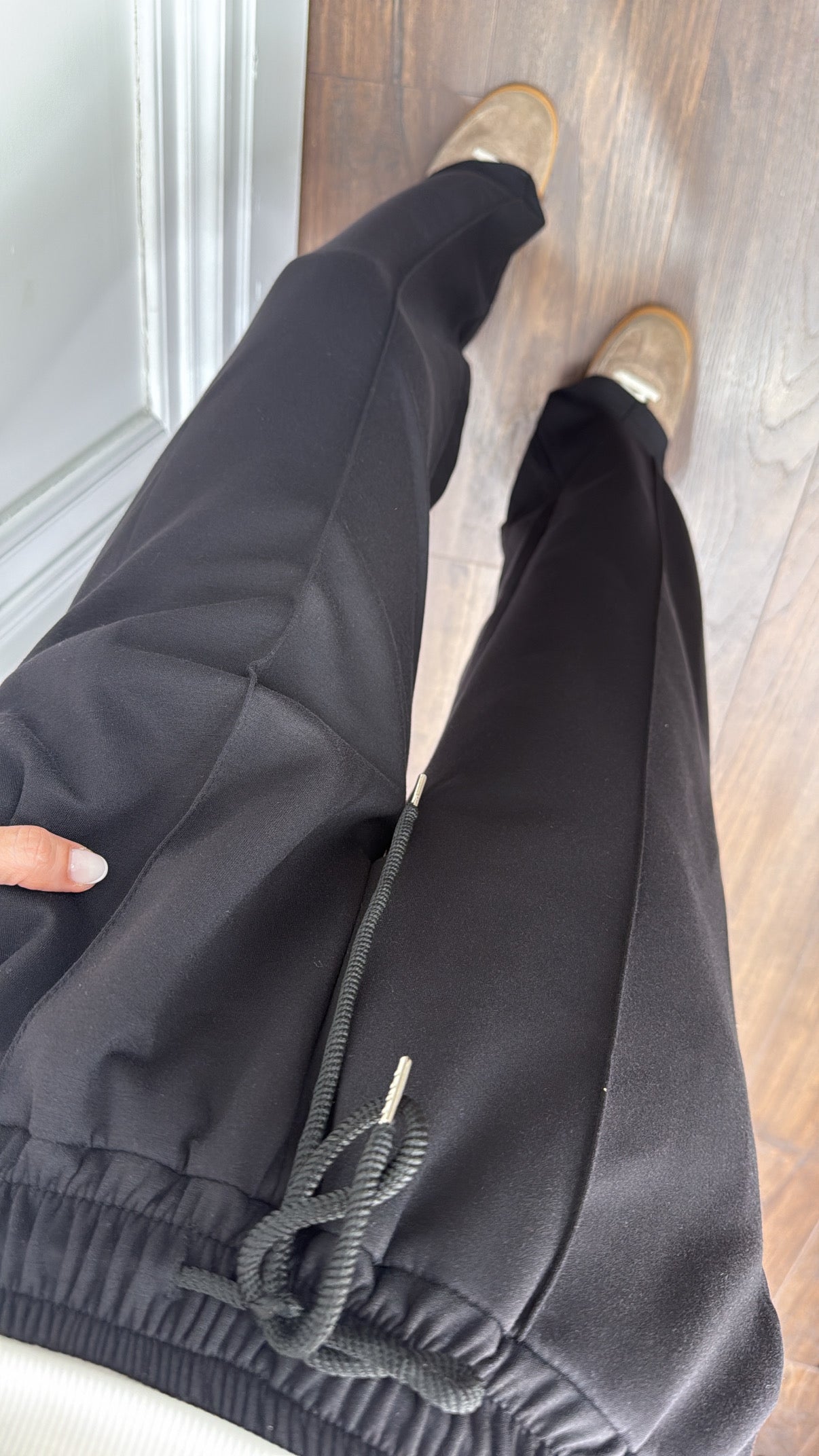 MARLEY black soft seam detail joggers
