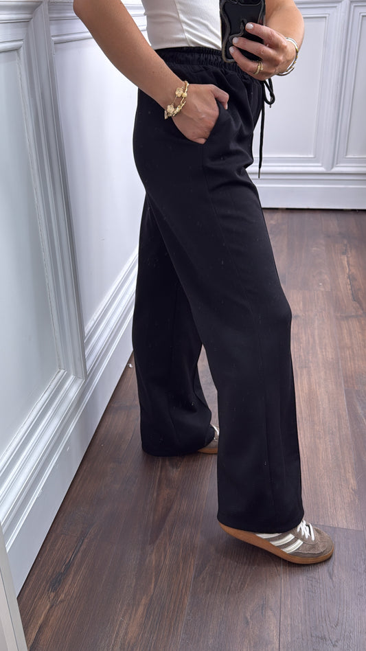 MARLEY black soft seam detail joggers