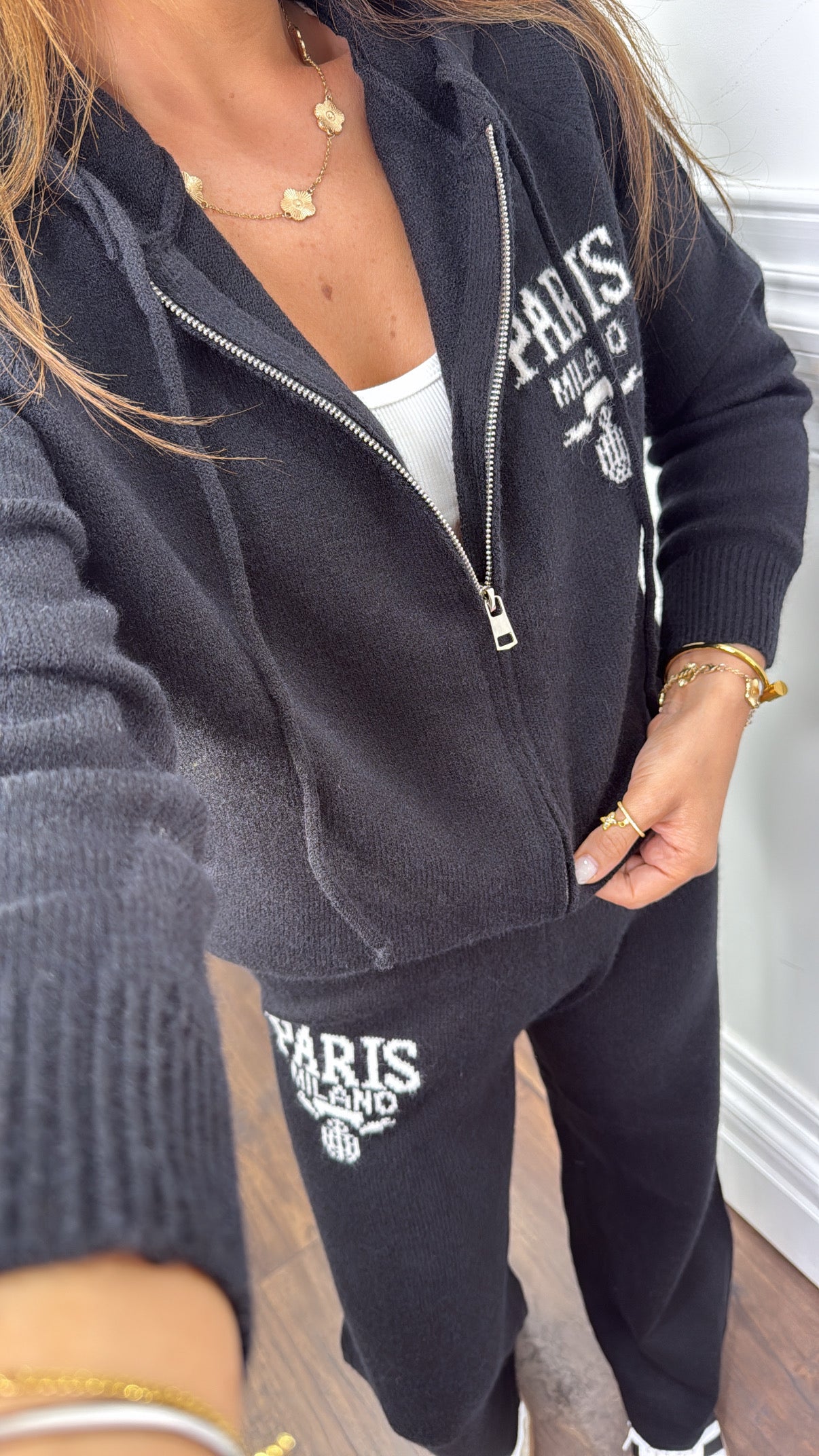 PARIS MILANO black knitted co-ord