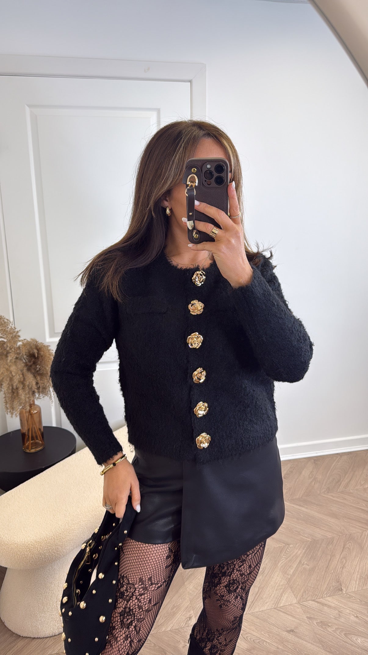 SIAN black soft knit cardigan