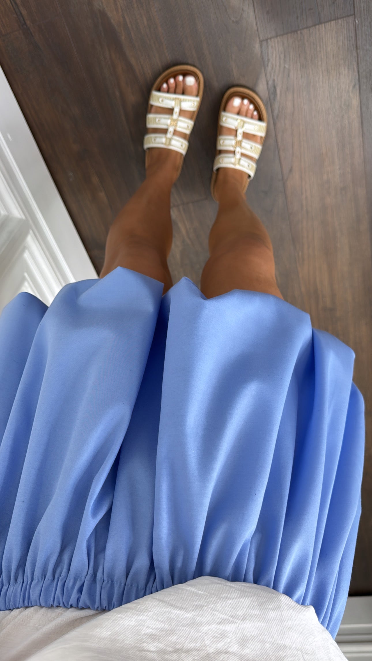 ABBEY blue puffball mini skirt
