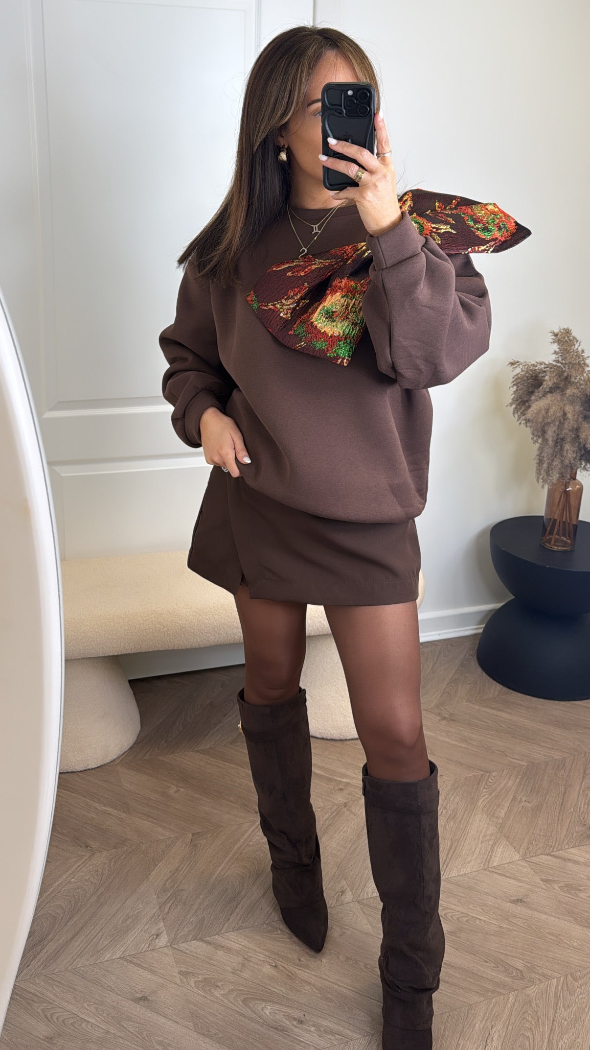 WYNTER brown bow detail sweatshirt