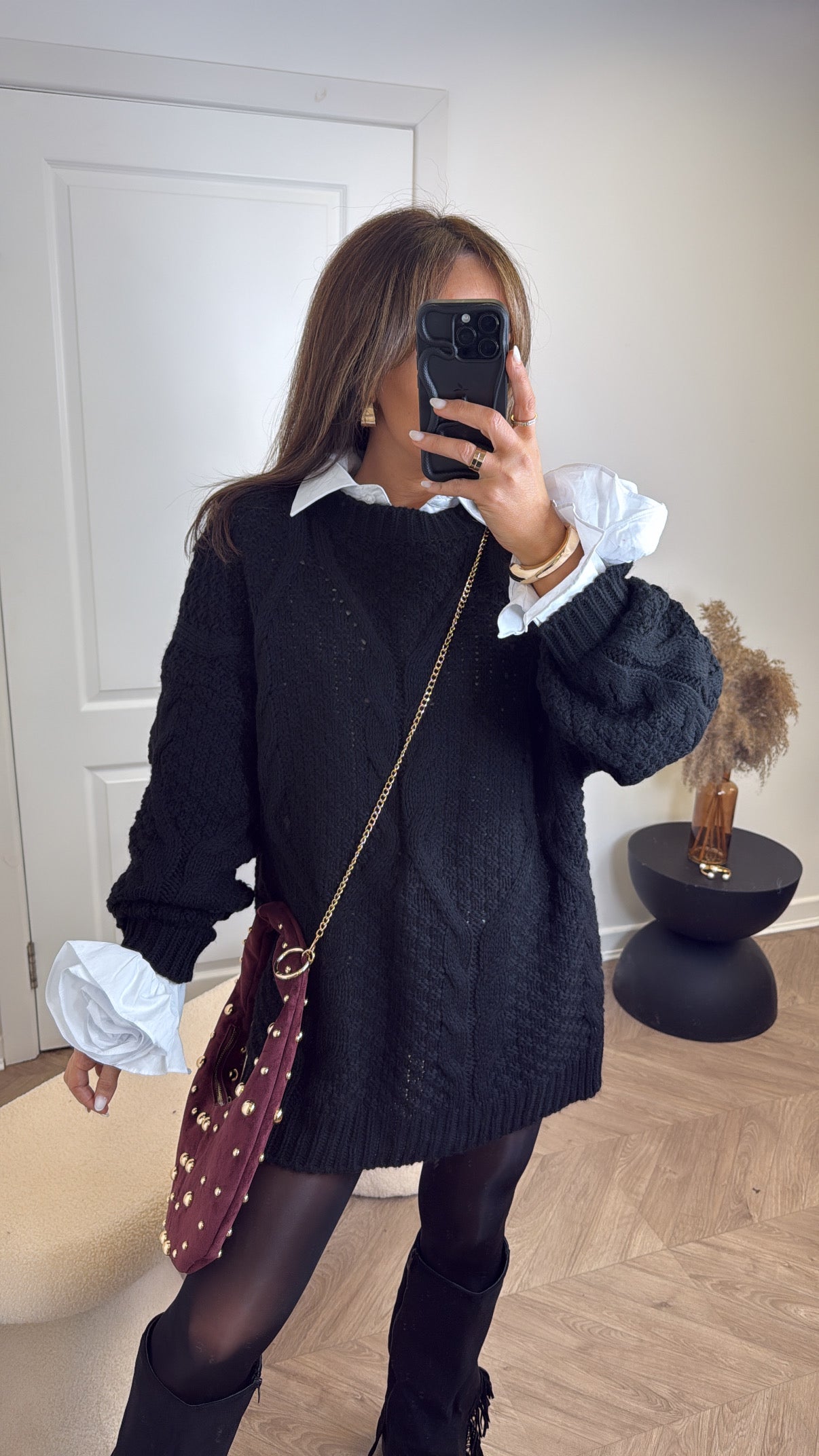 CALLIE black cable knit jumper