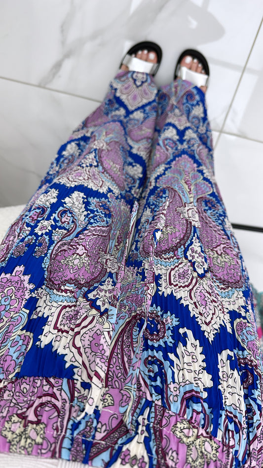 ALANA blue paisley print wide leg trousers