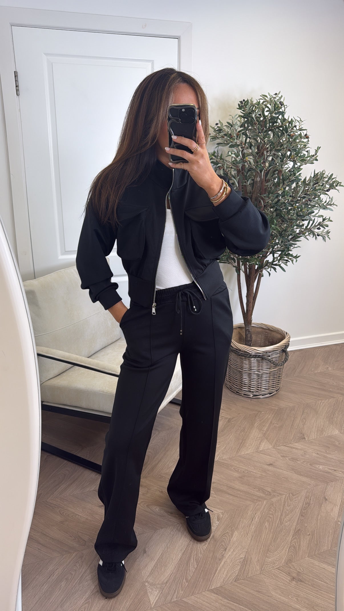 PAYTON black zip up jacket and joggers tracksuit