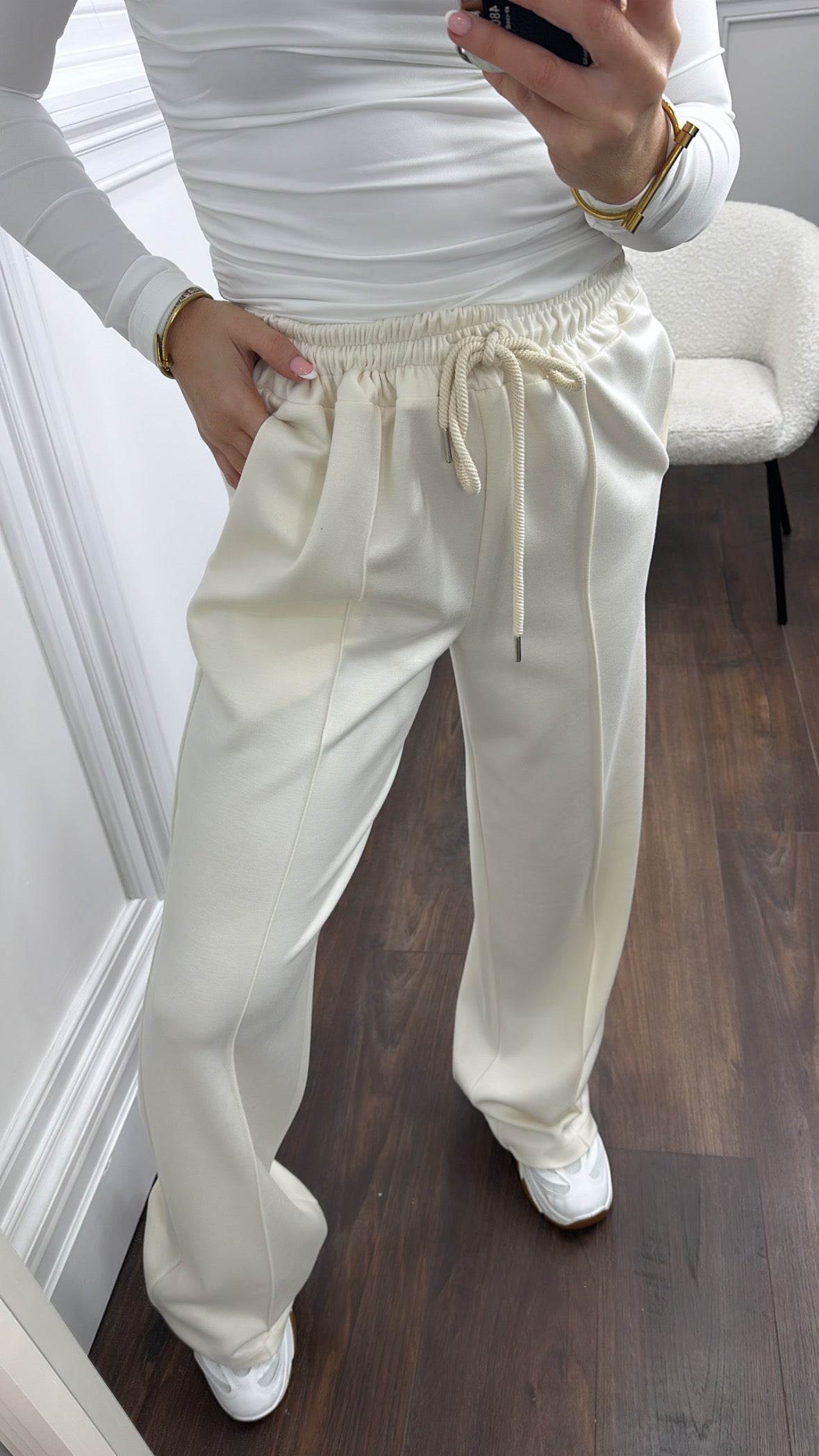 KYLIE cream super soft jogger with exposed seam detail