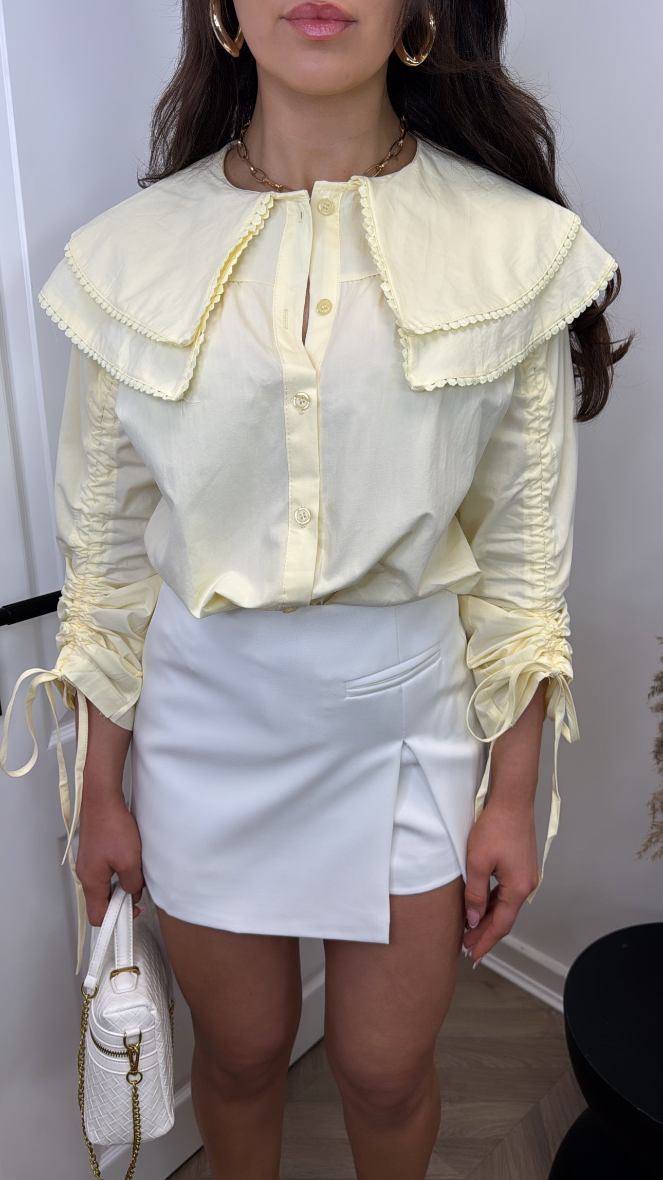 JOANIE lemon layered collar blouse