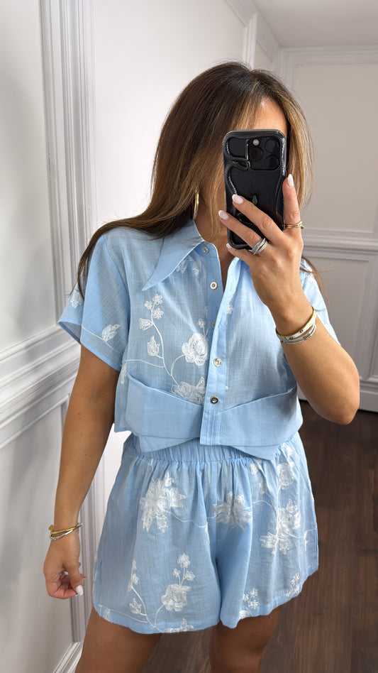 GEMMA blue statement collar co-ord
