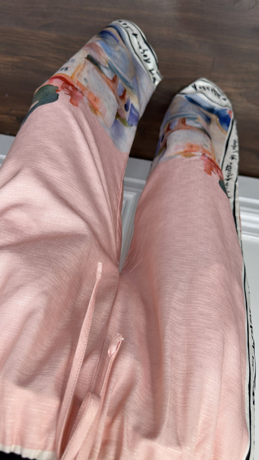 BIANCA pink print wide leg trousers