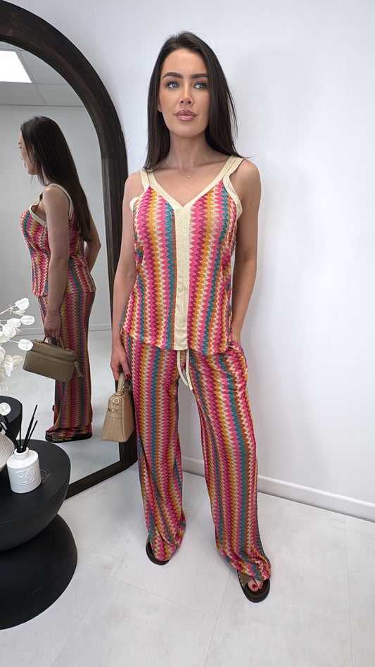 ZARA fuchsia zig zag co-ord