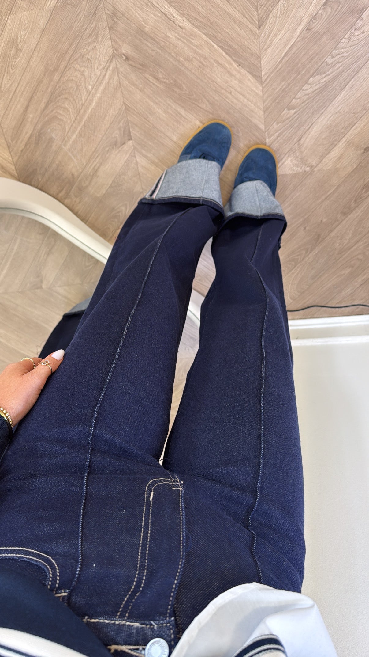 PALOMA dark denim stretchy jeans with fold up hem