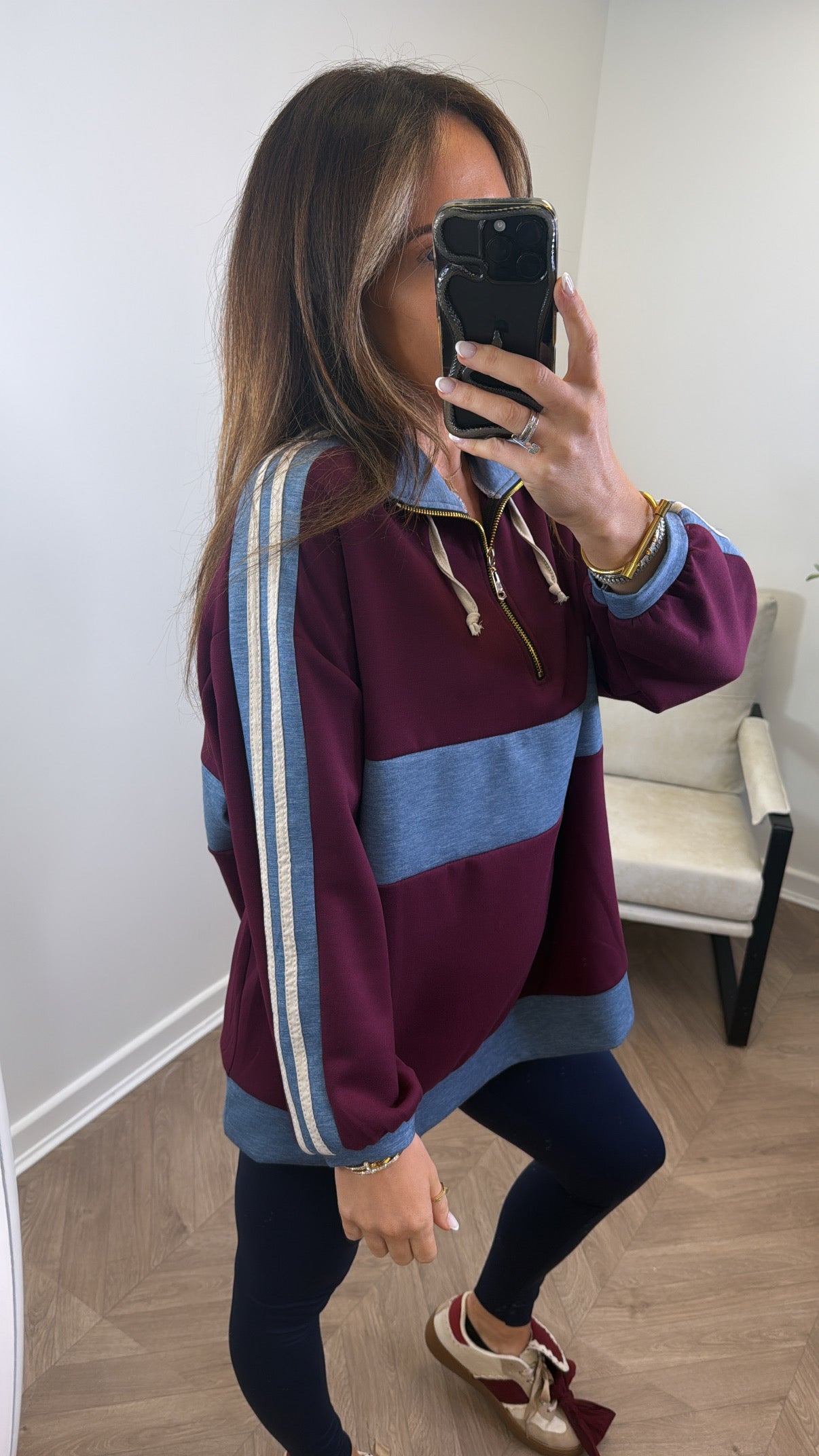JESSIE burgundy contrast sweatshirt