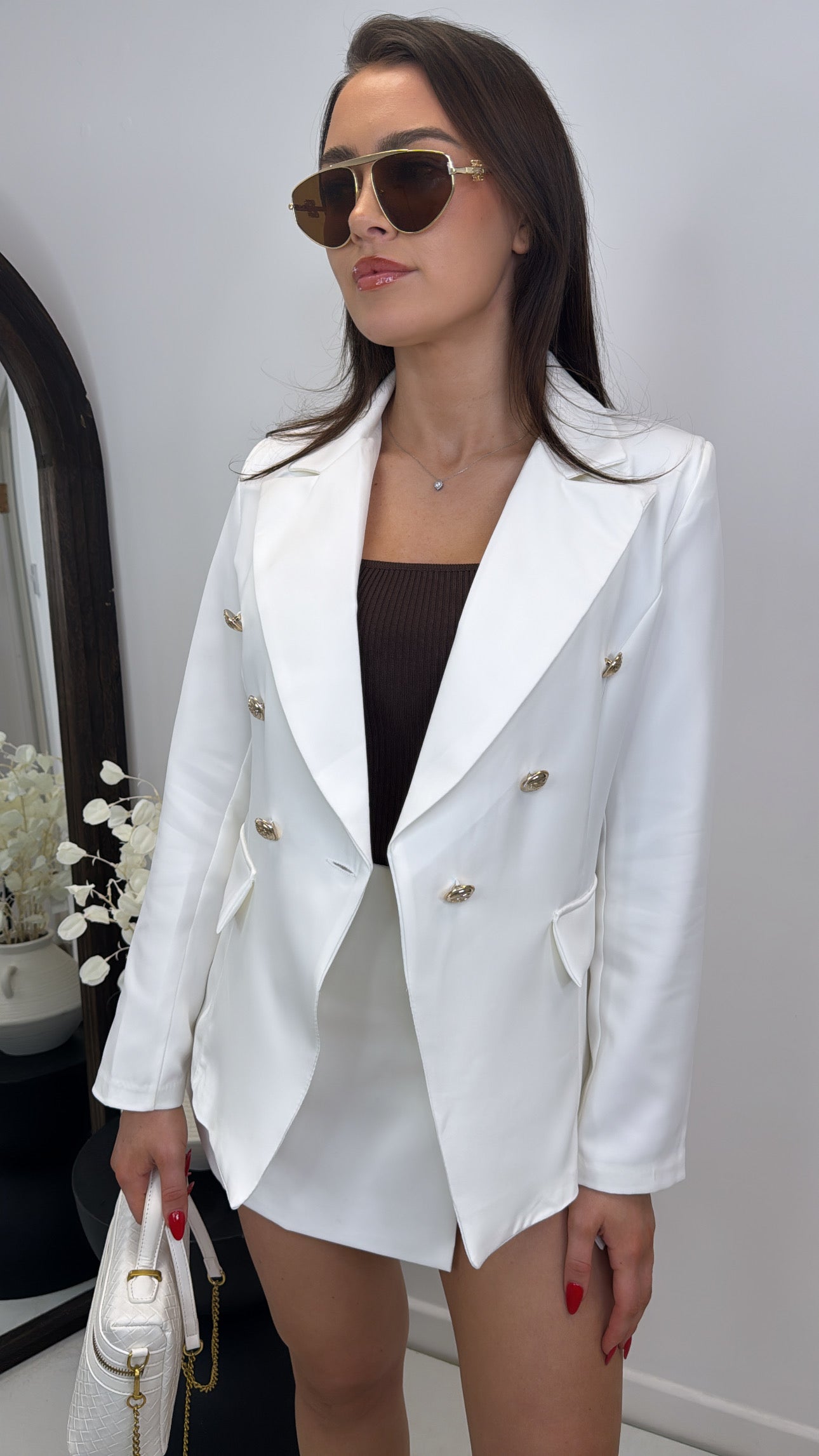 GABRIELLE cream blazer with gold detailing