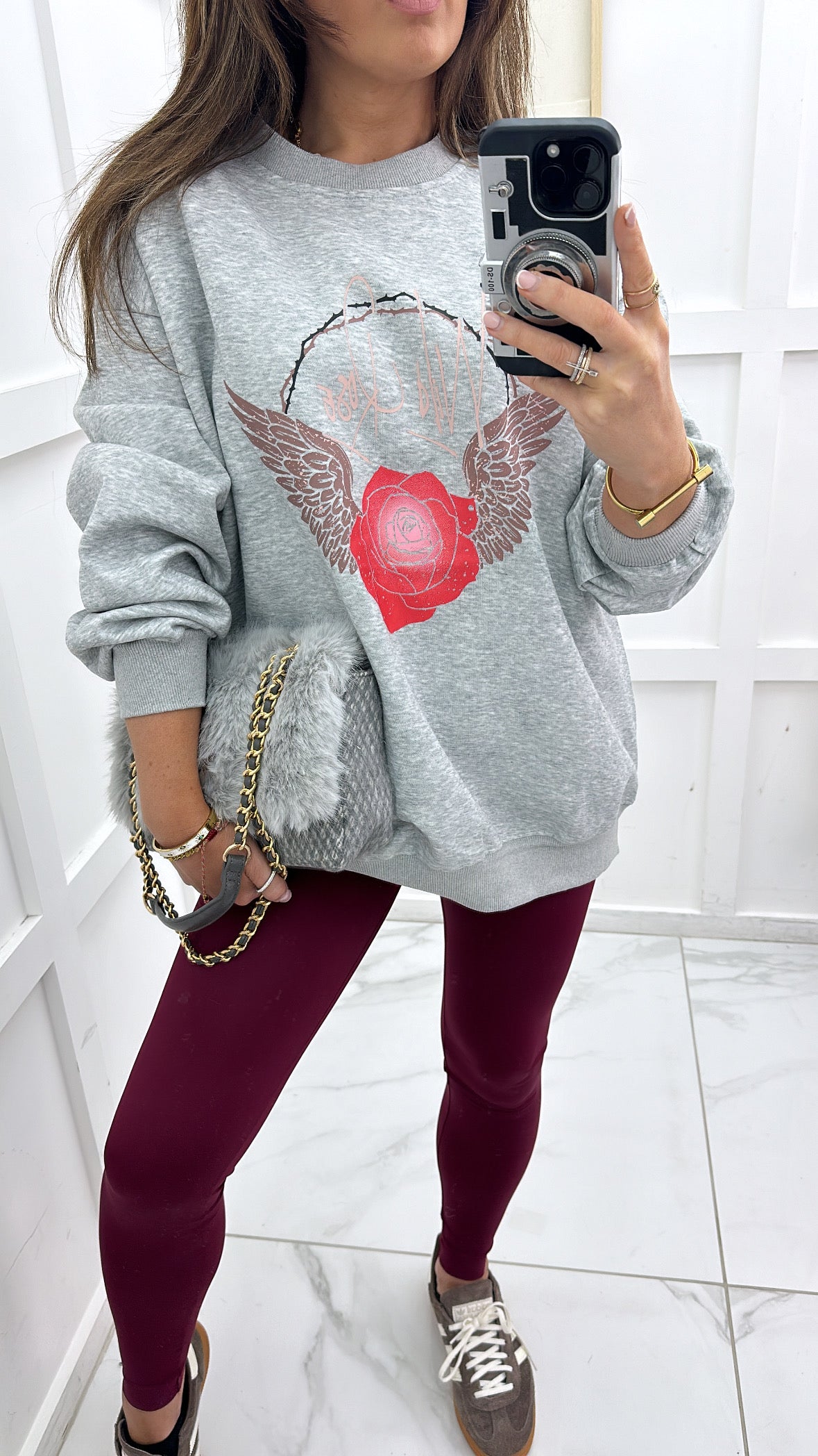 KIERA grey wild rose sweatshirt