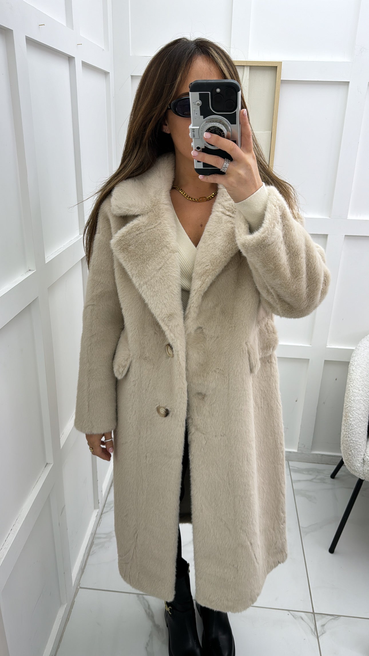 PAIGE beige super soft faux fur coat