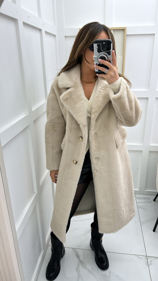 PAIGE beige super soft faux fur coat