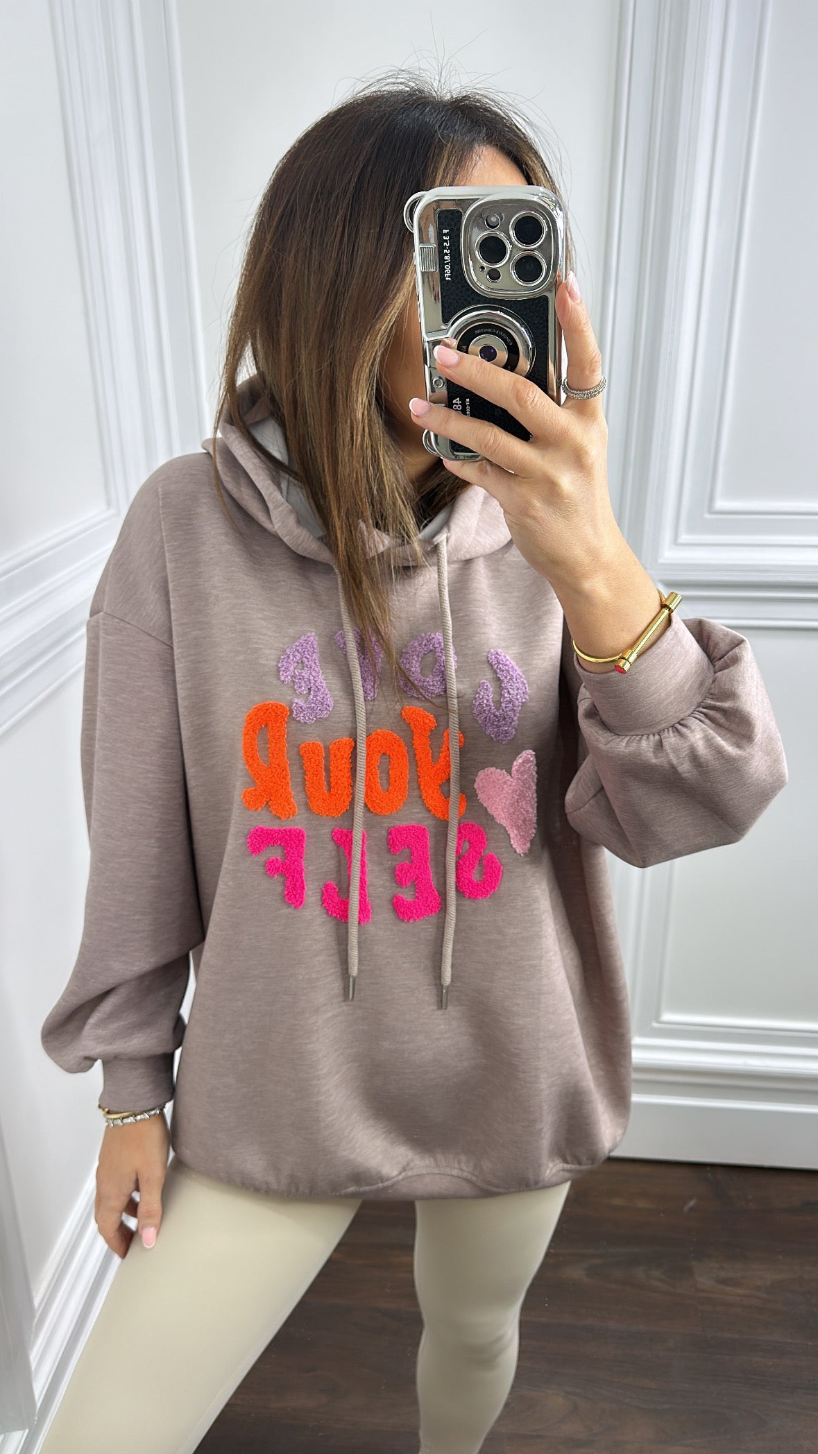 LOVE YOURSELF mocha hoody