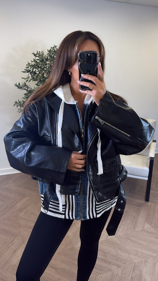 KAYLA black oversize vinyl jacket