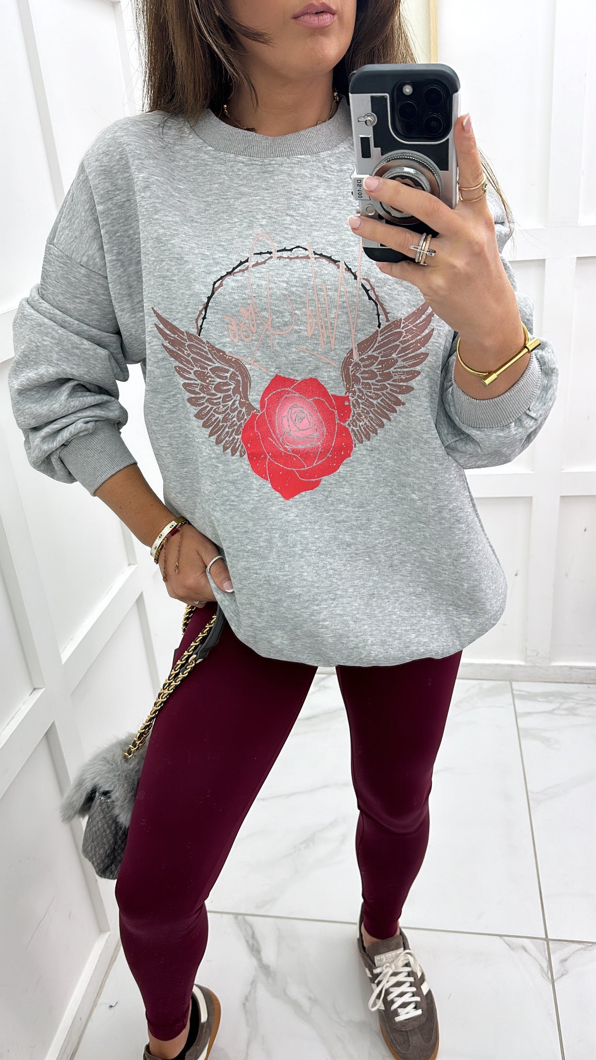 KIERA grey wild rose sweatshirt