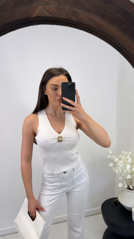 KRISTEN cream fine knit top