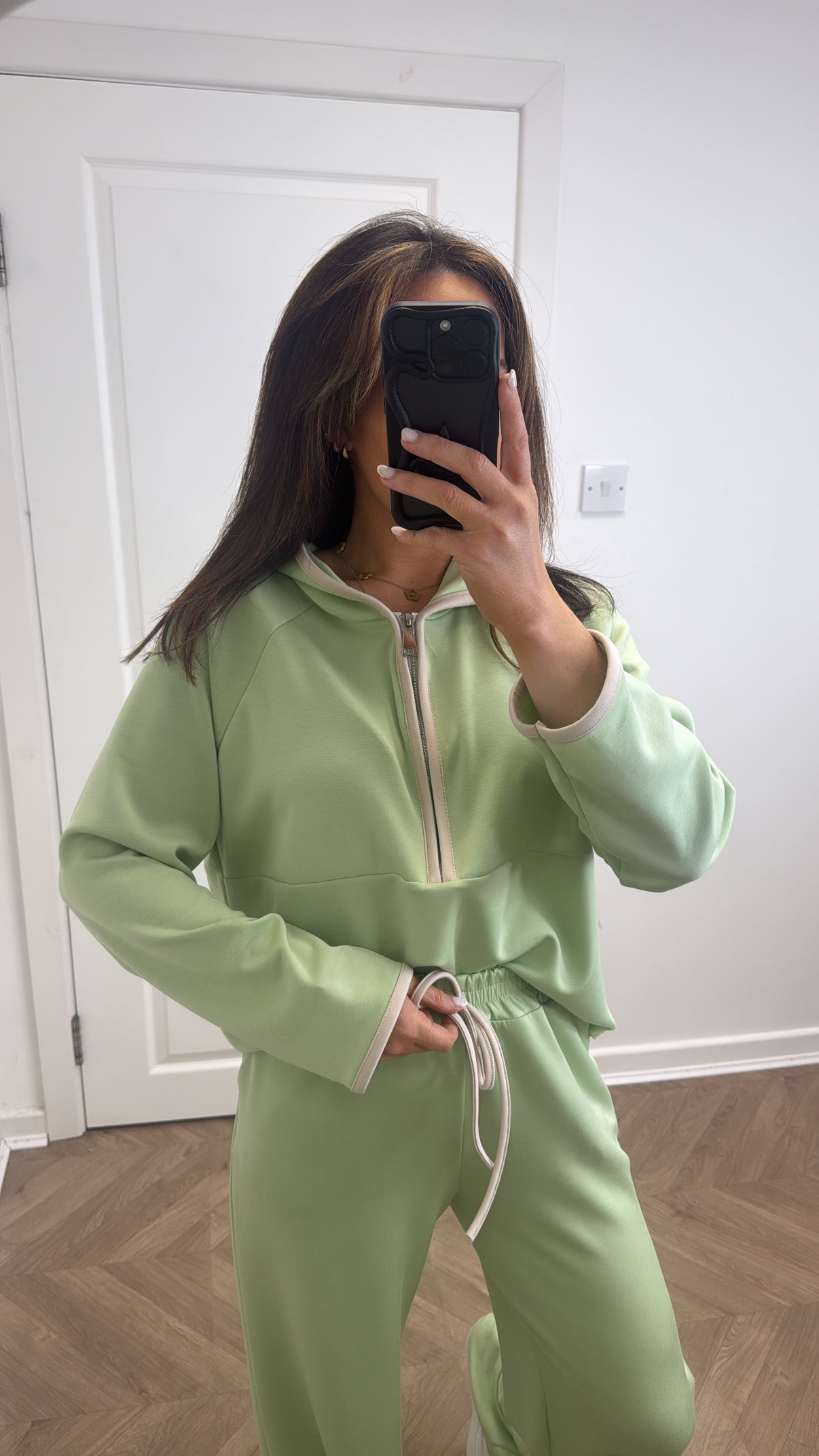 LIBERTY mint green half zip hoody and trousers lounge set