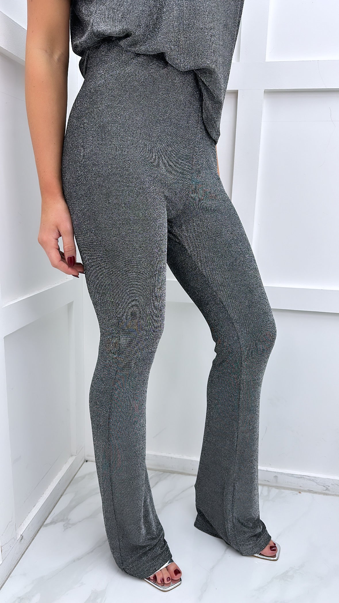 MYA silver glitter flares