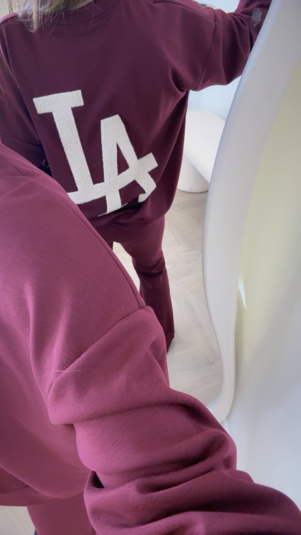 LALA burgundy sweatshirt logo lounge set
