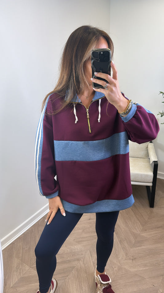 JESSIE burgundy contrast sweatshirt