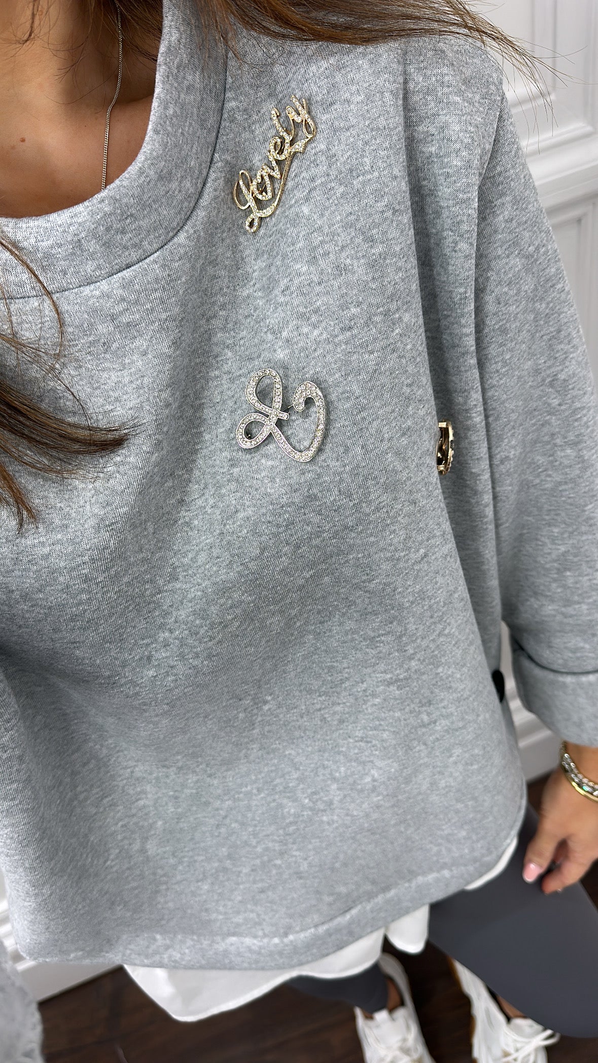 IZZY grey embellished sweatshirt