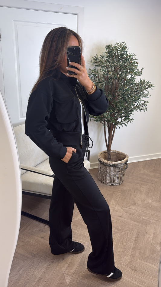 PAYTON black zip up jacket and joggers tracksuit