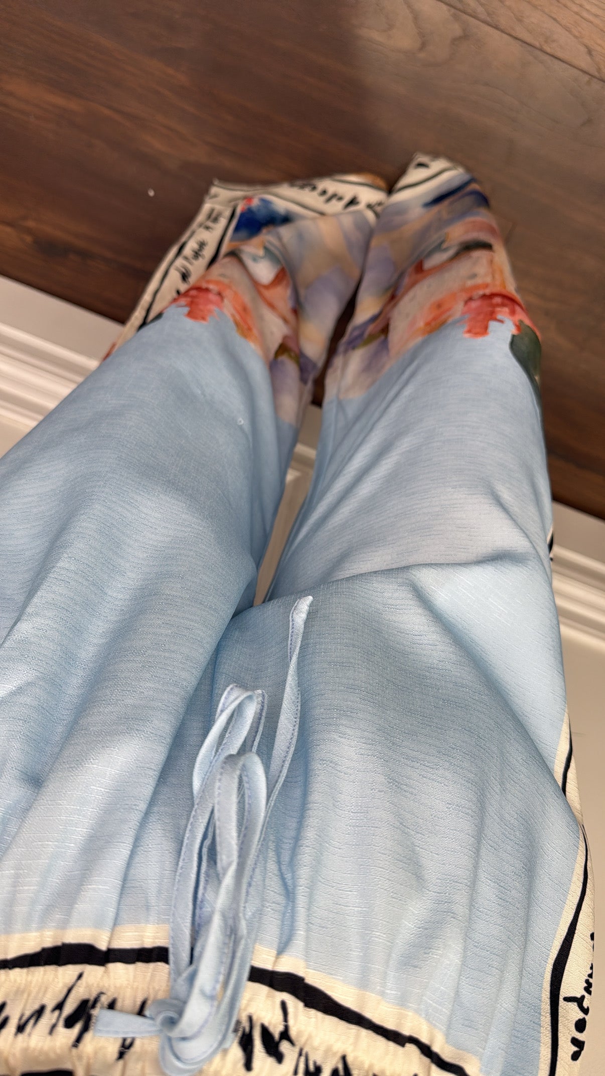 BIANCA blue print wide leg trousers