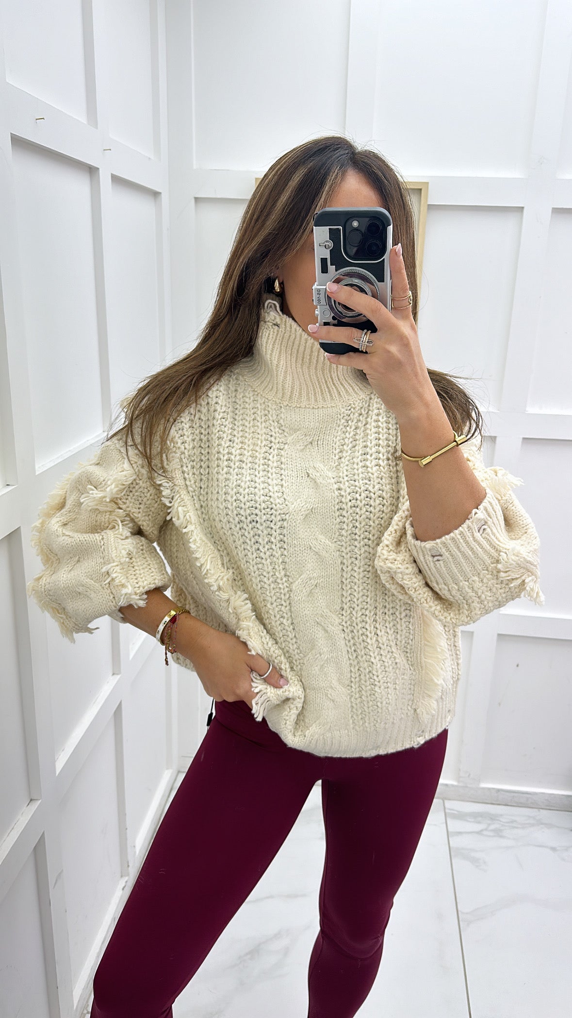 CALLIE cream cable knit jumper