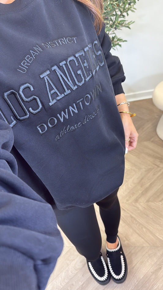 LOS ANGELES black oversize embroidered jumper