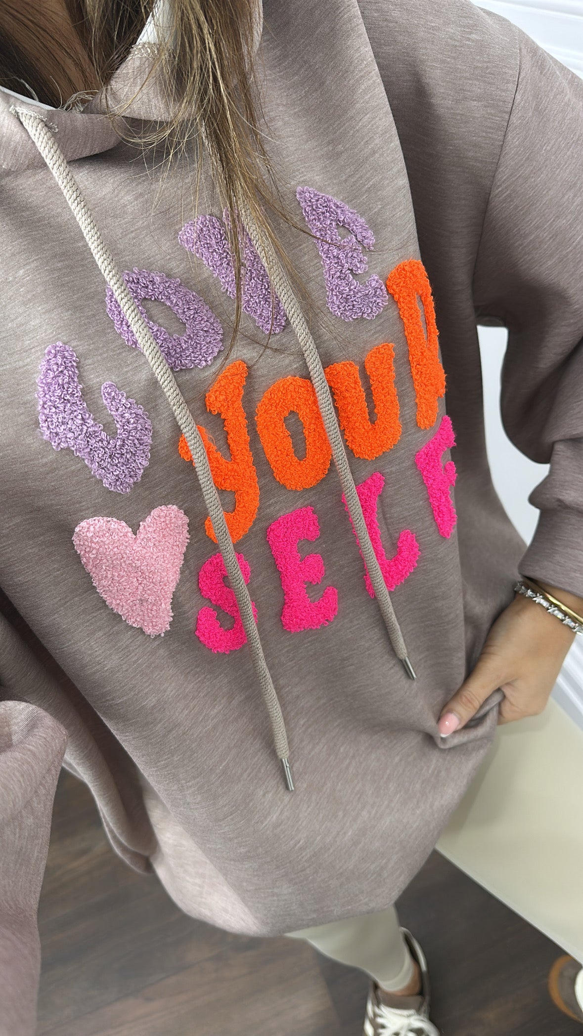 LOVE YOURSELF mocha hoody