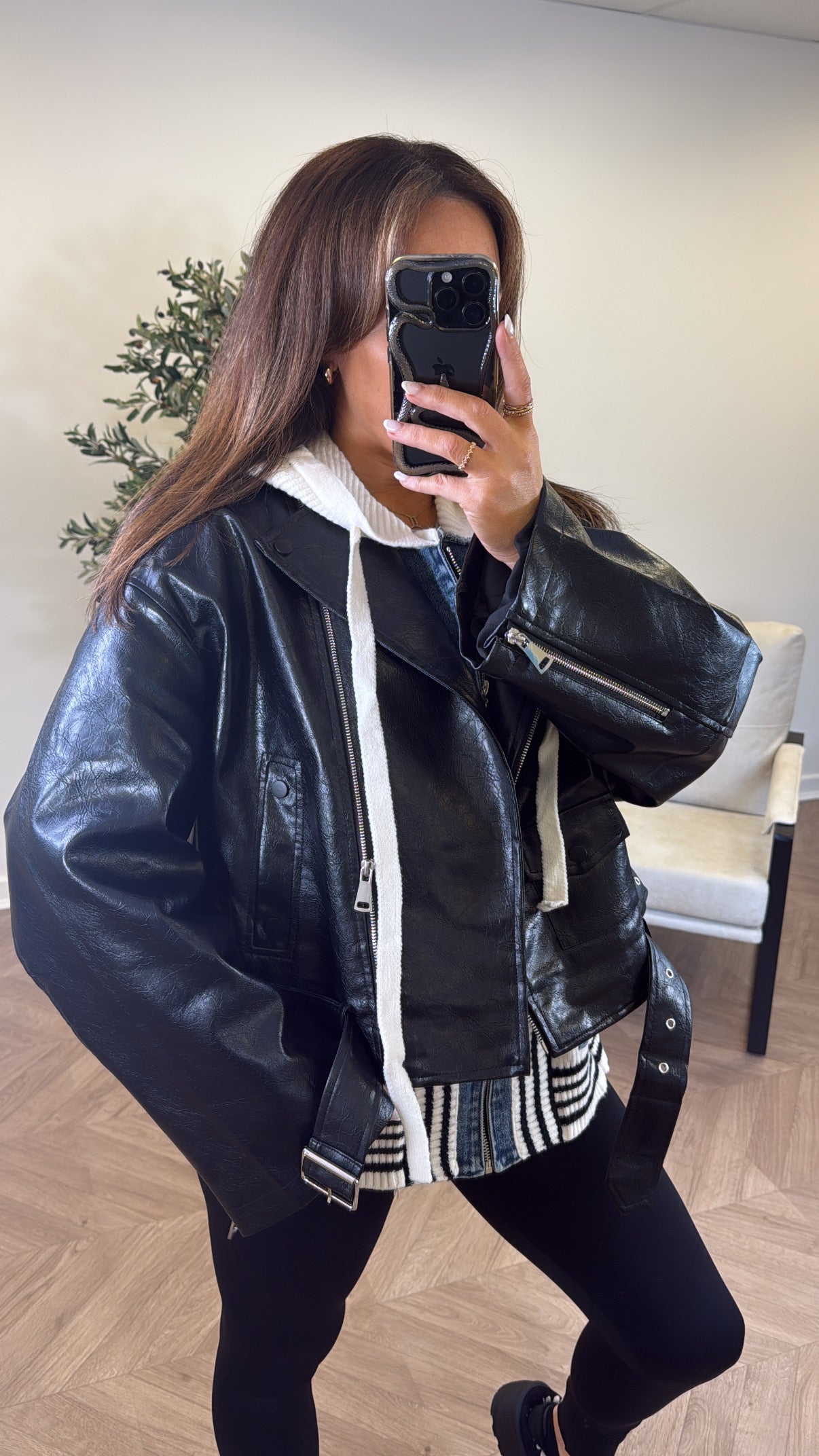 KAYLA black oversize vinyl jacket