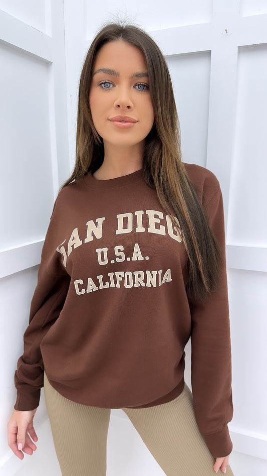 SAN DIEGO chocolate slogan sweatshirt