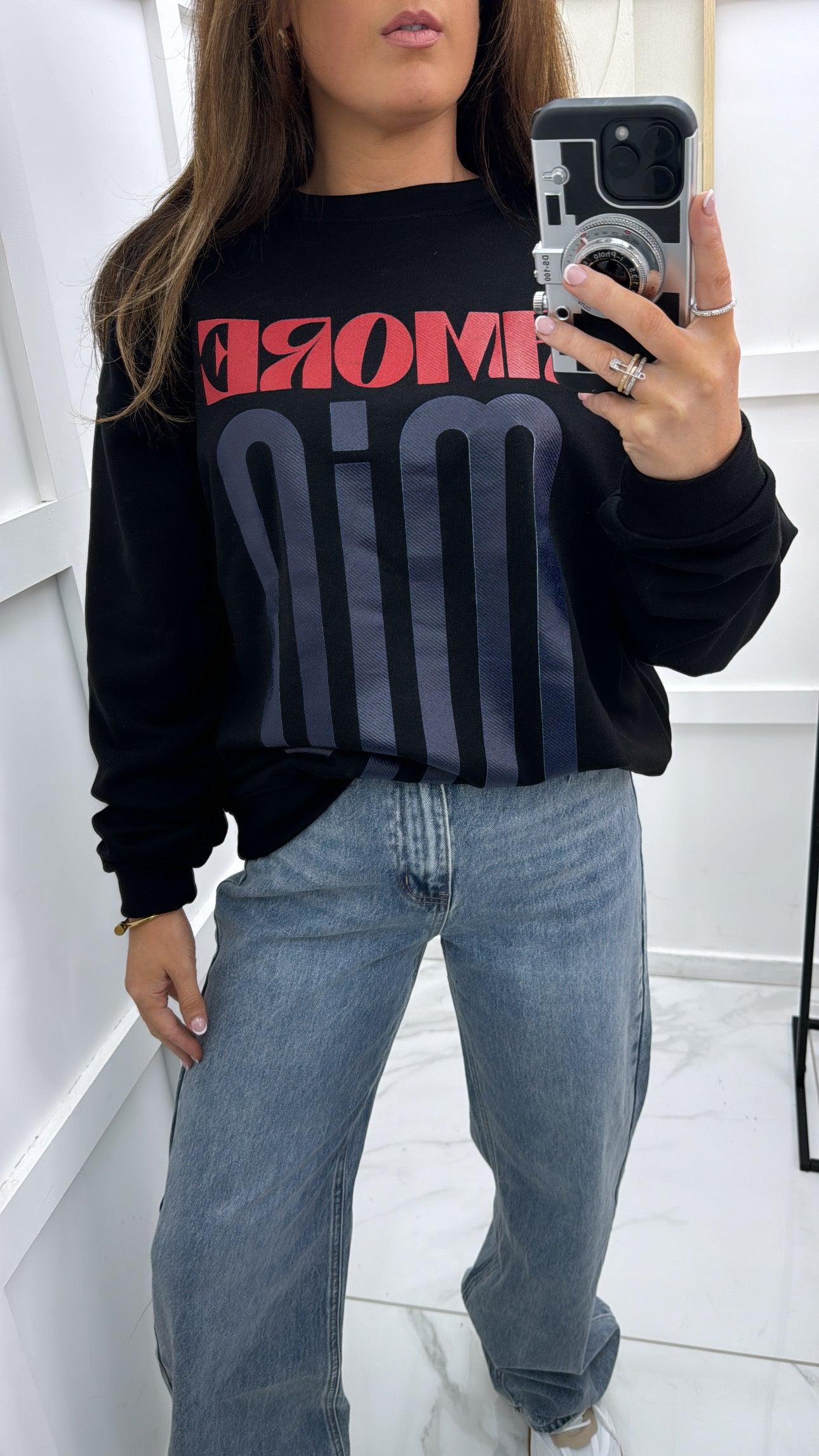 AMORE MIO black slogan sweatshirt