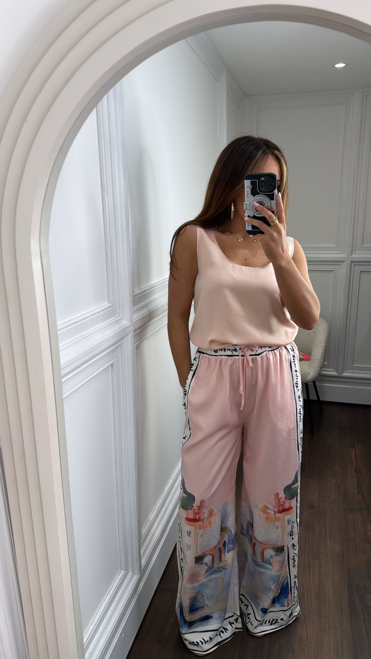BIANCA pink print wide leg trousers